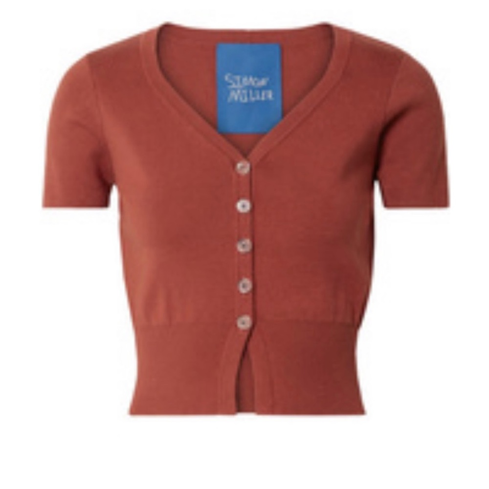 New with tags: luxury brand Simon Miller cropped cardigan in deep rust color
